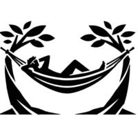 A man in a hammock with trees and a tree vector