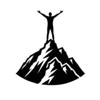 A man standing on top of a mountain with his arms outstretched vector