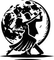 A couple dancing in front of the moon vector