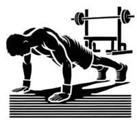 A man doing push ups on a bench vector