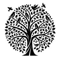 A tree with birds and birds on it vector