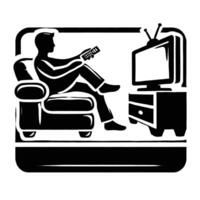 Man watching tv on couch vector