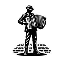 A man in a hat and suit playing an accordion vector