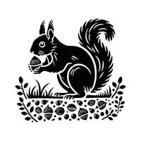 Squirrel with acorns vector