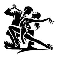 A couple dancing in silhouette on a white background vector