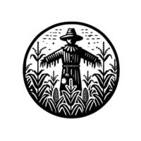 Scarecrow in corn field vector