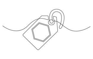 continuous contour drawing red tag vector