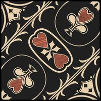 a black and red pattern with hearts on it. vector