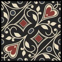 a black and red square pattern with a heart vector
