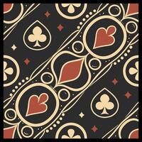 a seamless pattern with playing cards and hearts vector