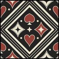 a black and red pattern with hearts and diamonds. vector