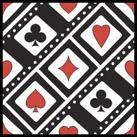 a black and white pattern with playing cards and hearts vector