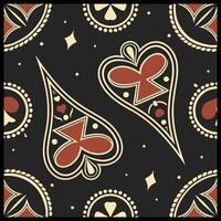 Stylish Playing Card Icon Pattern in Black, Red, and White for Modern Decorative Design vector