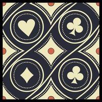 Vintage Card Symbol Pattern Design with Hearts, Spades, and Clubs in a Geometric Layout vector