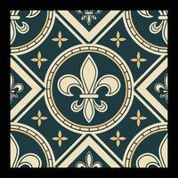 a square pattern with fleur de lis on it. vector