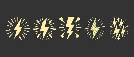 Creative collection of lightning illustrations in various shapes and styles vector