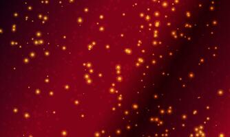 Dark sparkle shiny gold light. Bokeh lights gold effect dark red background. vector