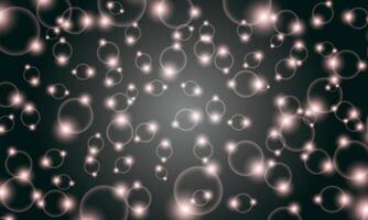 Abstract light bokeh dark background. Shiny bright circle bubbles. vintage soft light. vector