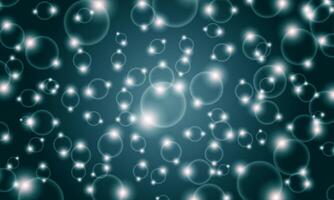 Abstract light bokeh dark blue background. Shiny bright circle bubbles. vector