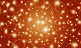 Abstract light bokeh orange background. Shiny bright circle bubbles. soft gold light. vector