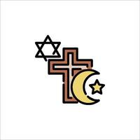The cross and star of david are in the middle of a star vector