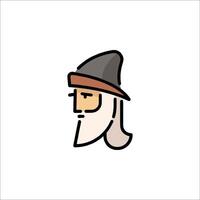 An illustration of a man with a beard and hat vector