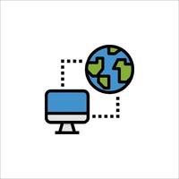 The earth is connected to a computer and a monitor vector