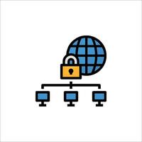 A globe with a padlock on it and a network vector