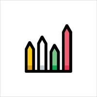 A colorful graph icon with three different colored pencils vector