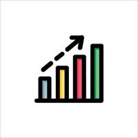 A colorful bar chart with an arrow pointing up vector