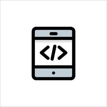 un teléfono inteligente con un código símbolo en eso vector