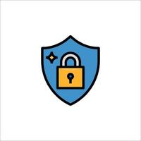 A blue shield with a lock on it vector