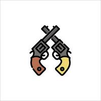 Two guns crossed in a line on a white background vector