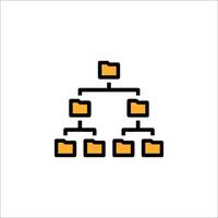 A file tree icon with a yellow outline vector