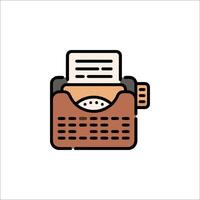 A typewriter icon with a paper document inside vector