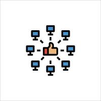 A computer icon with thumbs up and thumbs down vector