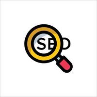 A magnifying glass with the word seo on it vector