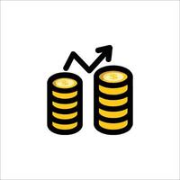 A stack of coins with an arrow going up vector