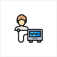 A man is holding a monitor and a computer vector