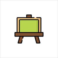 A green easel with a painting on it vector