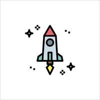 A rocket ship icon in a flat style vector