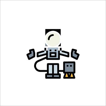 A robot with a light on it is shown in a flat style vector