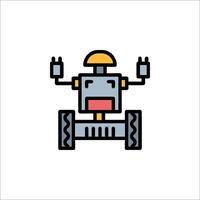 A robot with a helmet on its head vector