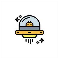 Alien spaceship icon, flat design, illustration vector