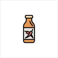 A bottle of sauce with a red pepper on it vector