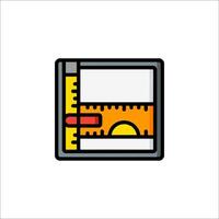 A square box with a ruler and a pencil on it vector