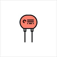 A red and black icon of a capacitor vector
