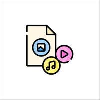 A file folder with music and a play button vector