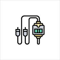 A line drawing of a device with two wires vector