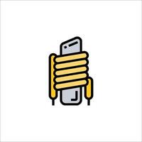 A phone with a cord wrapped around it vector